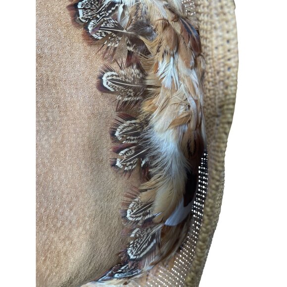 Wolverine Western Wear Womens Brown Feathered Straw Cowboy Hat M SKU 9388 - Picture 7 of 13